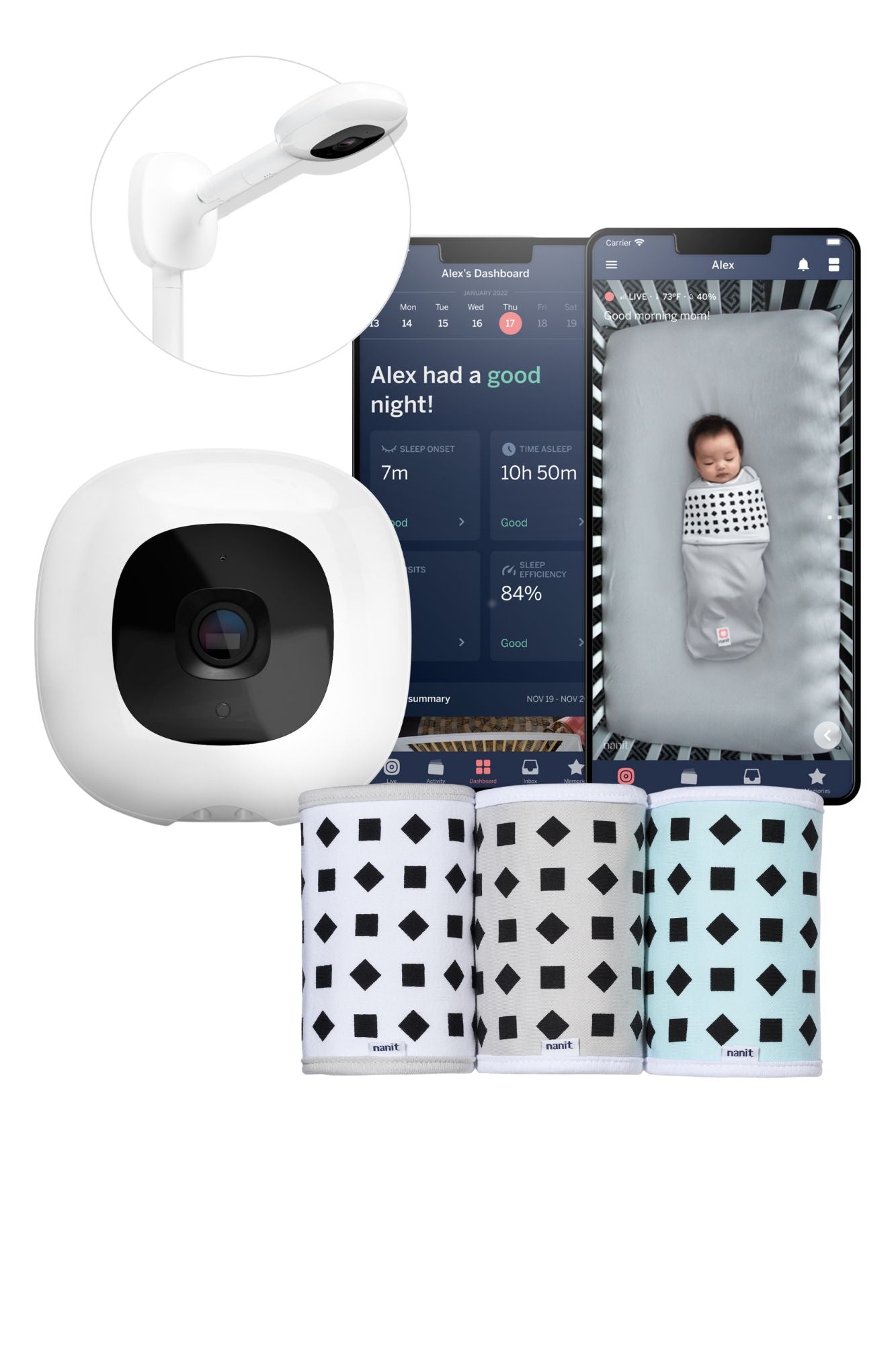 Nanit Pro Camera Wall Mount + Set of 3 breathing bands